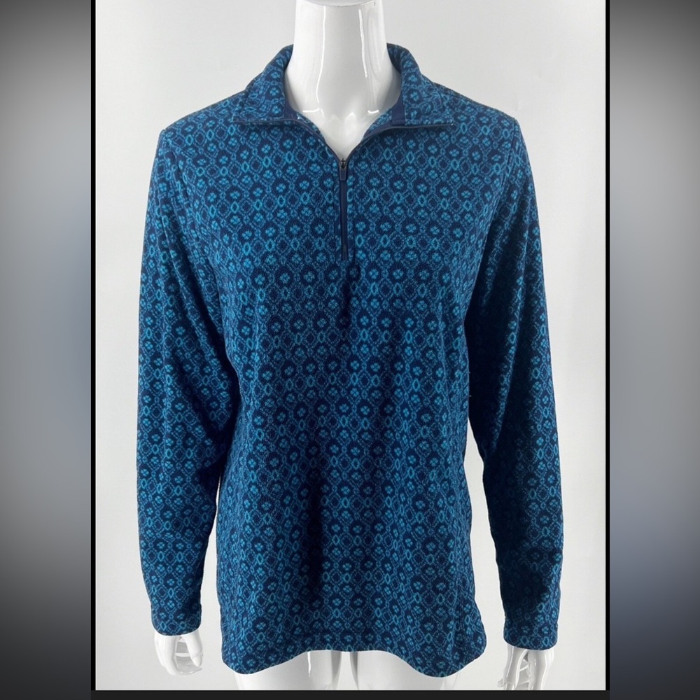 Lands' End blue quarter zip fleece
